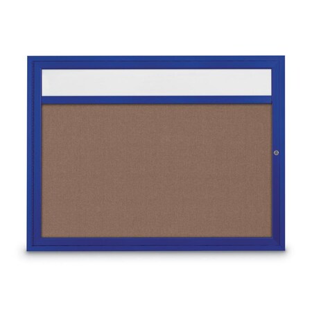 United Visual Products Slim Enclosed Corkboard, 30"x36", White Alum Frame/Blue Spruce UVEB3036-WHITE-BLSPRU